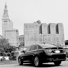 Rockstar Black BMW with Cleveland background